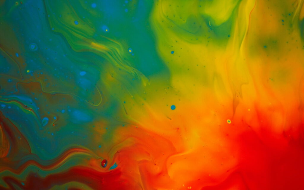 Vibrant Watercolor Dreamscape: Red, Yellow, and Green QHD Wallpaper Background Photo