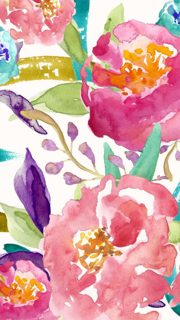 Vibrant Watercolor Flower iPhone Wallpaper for a Fresh Background