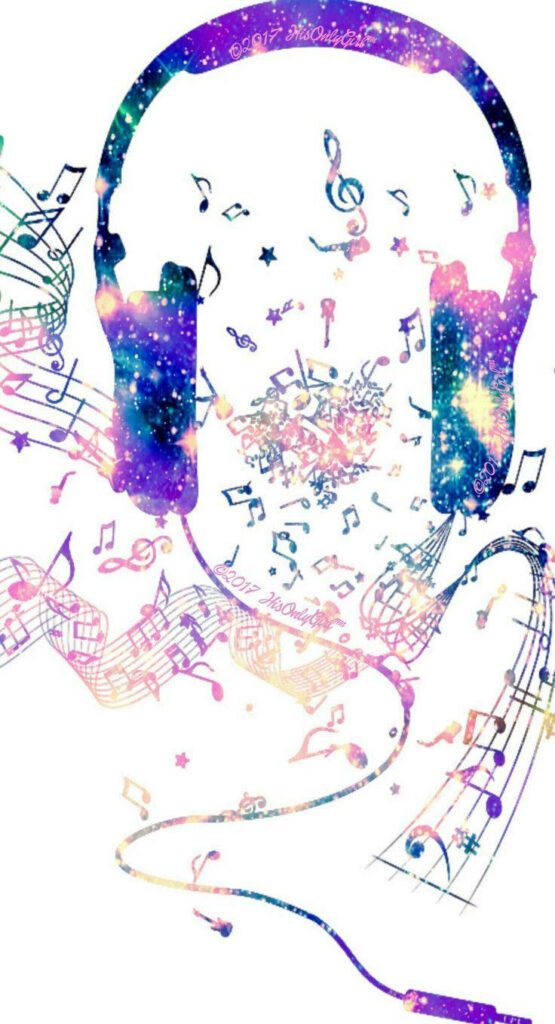Vibrant Watercolor Headphones & Musical Notes - Artistic Wallpaper
