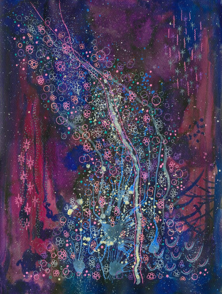 Vibrant Watercolor Abstract Wallpaper with Intricate Patterns