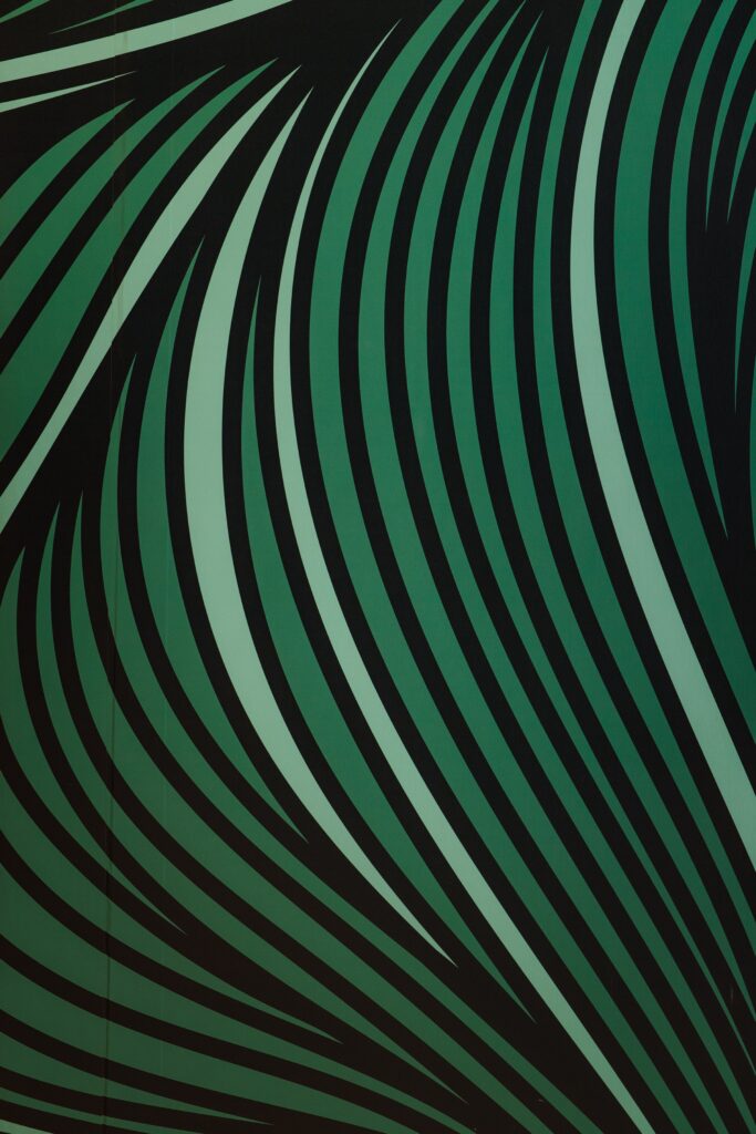 Dynamic Wavy Green Stripes Wallpaper - Vibrant Dark Background Design