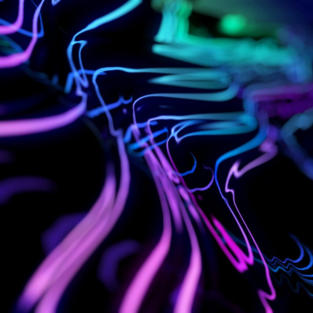 Vibrant Wavy Abstract Wallpaper with Glowing Patterns on Dark Background