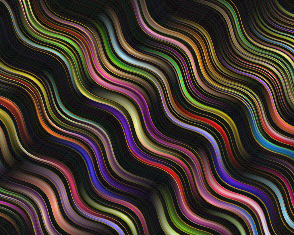 Vibrant Wavy Lines Optical Illusion Wallpaper on Black Background