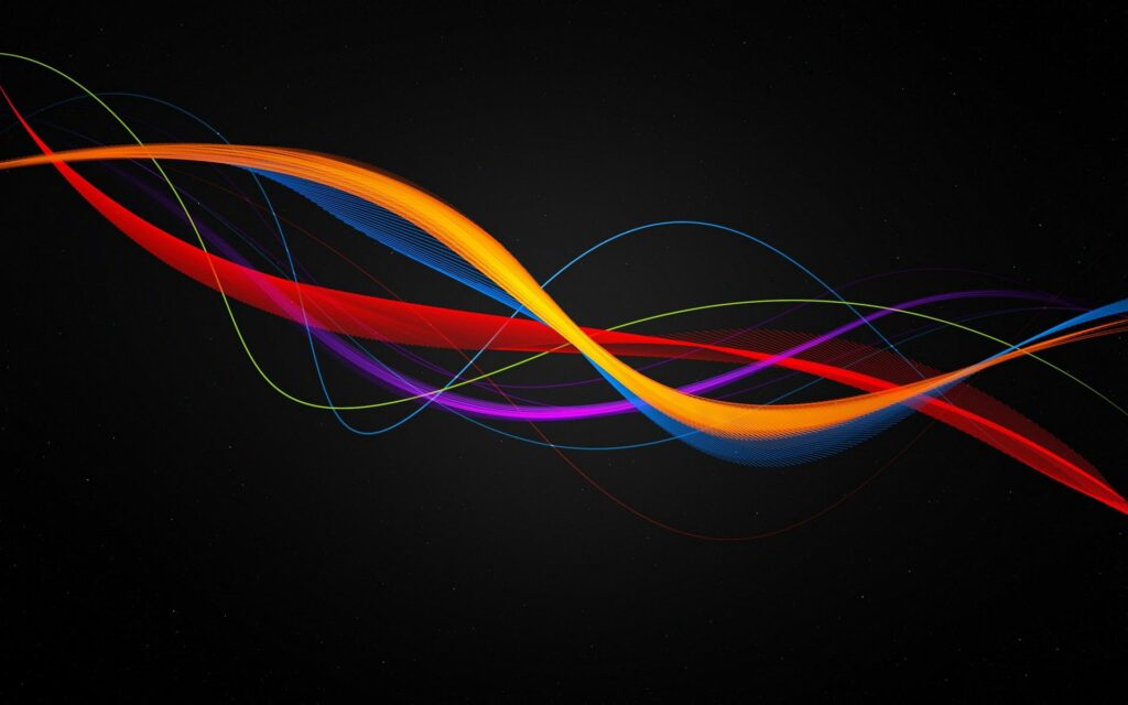 Vibrant Wavy Lines Wallpaper on Black Background - 1920x1200