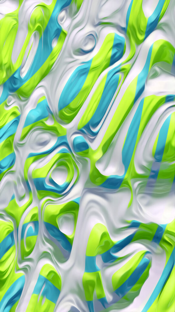 Vibrant Wavy Wallpaper: Bright Green, Blue & White Dynamic Background