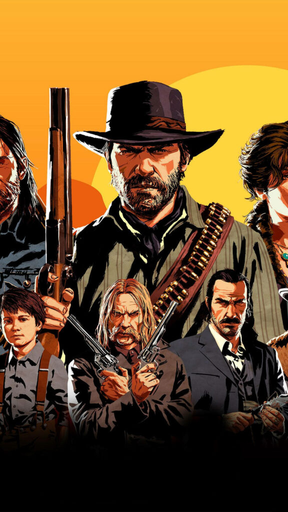 Vibrant *Red Dead Redemption* Wallpaper: Wild West Character Art