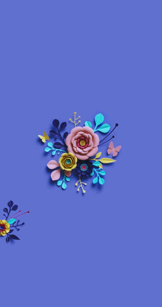 Colorful Wildflowers on Calming Blue Background - Minimalist Beauty Wallpaper