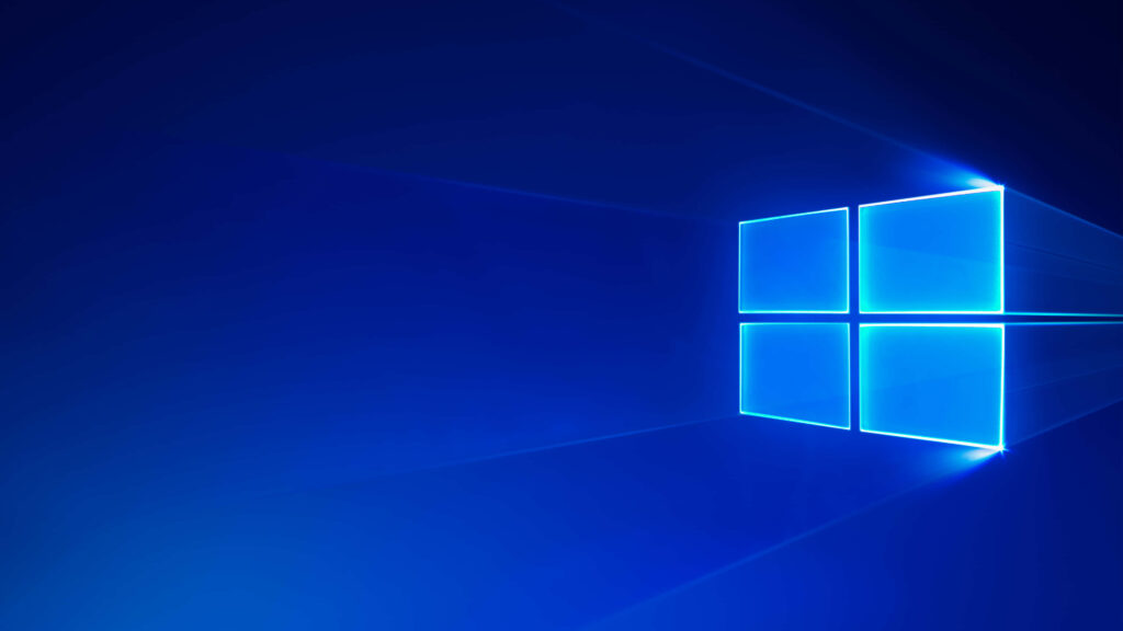 Vibrant Windows 10 Wallpaper: Sleek Blue Gradient & Glowing Logo