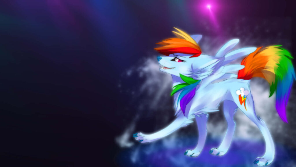 Vibrant Wolf Wallpaper: Colorful Mane & Misty Background Magic