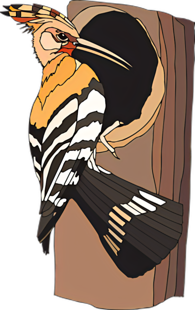 Vibrant Woodpecker Illustration on Tree with Bold Colors Wallpaper