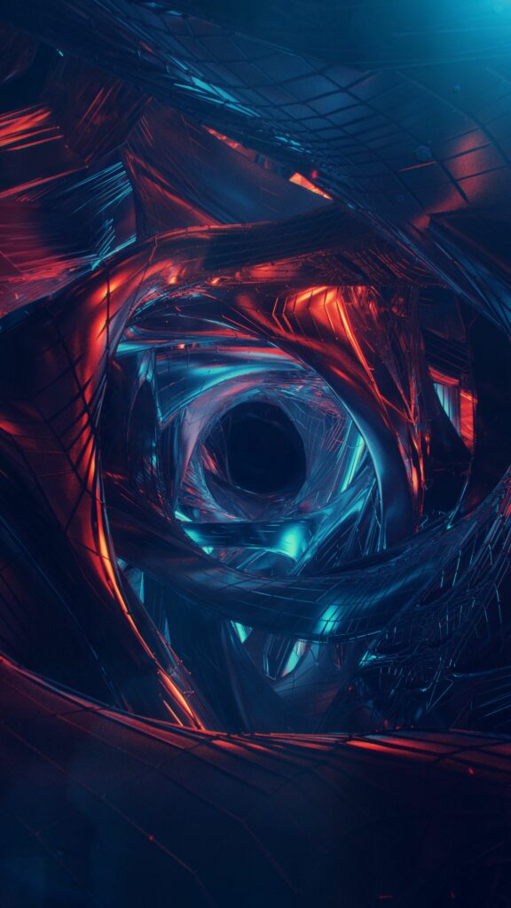 Stunning 2160x3840 Wormhole Wallpaper: Futuristic Art in Red & Blue