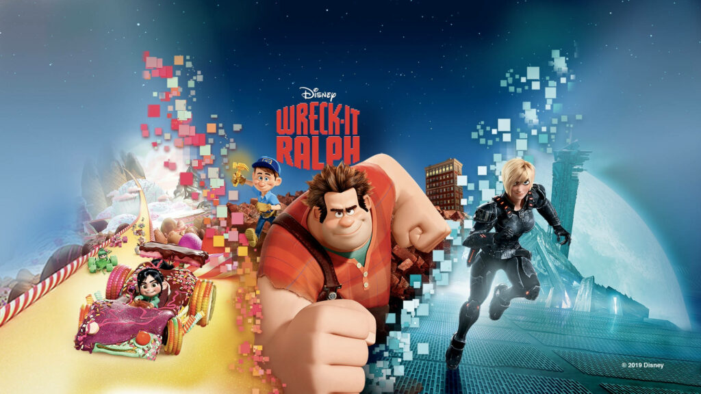 Vibrant Wreck-It Ralph Wallpaper: Ralph, Vanellope & Calhoun
