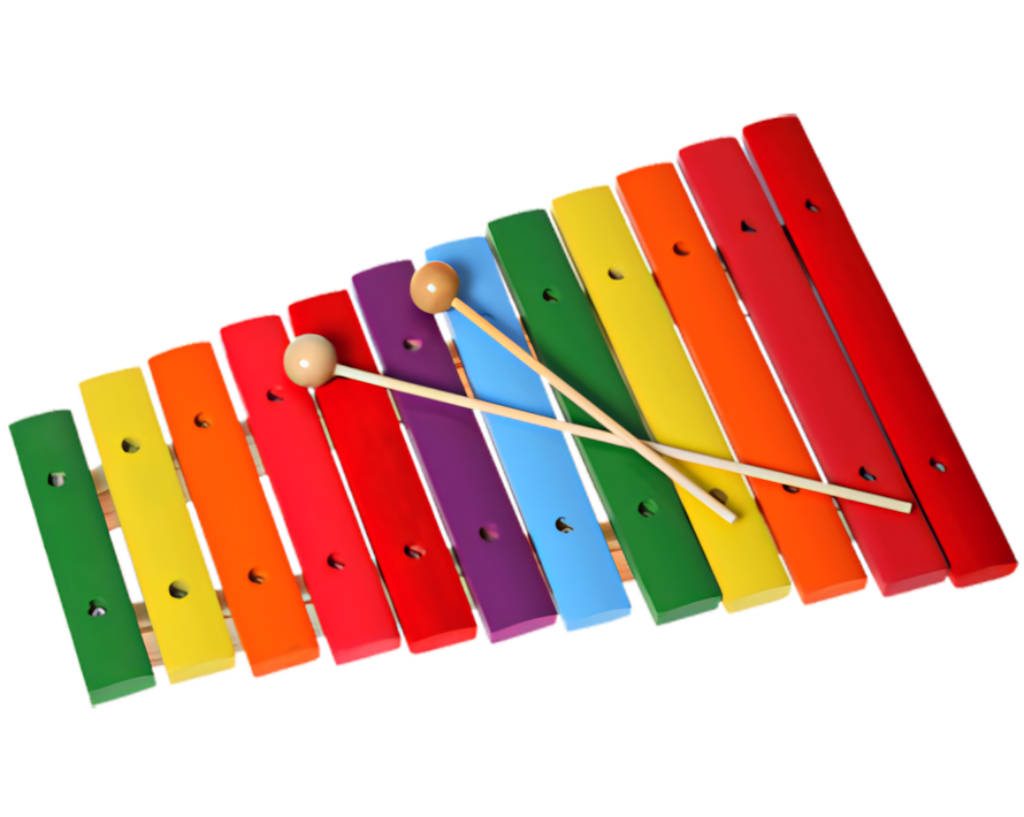 Colorful Xylophone Wallpaper Background with Wooden Mallets
