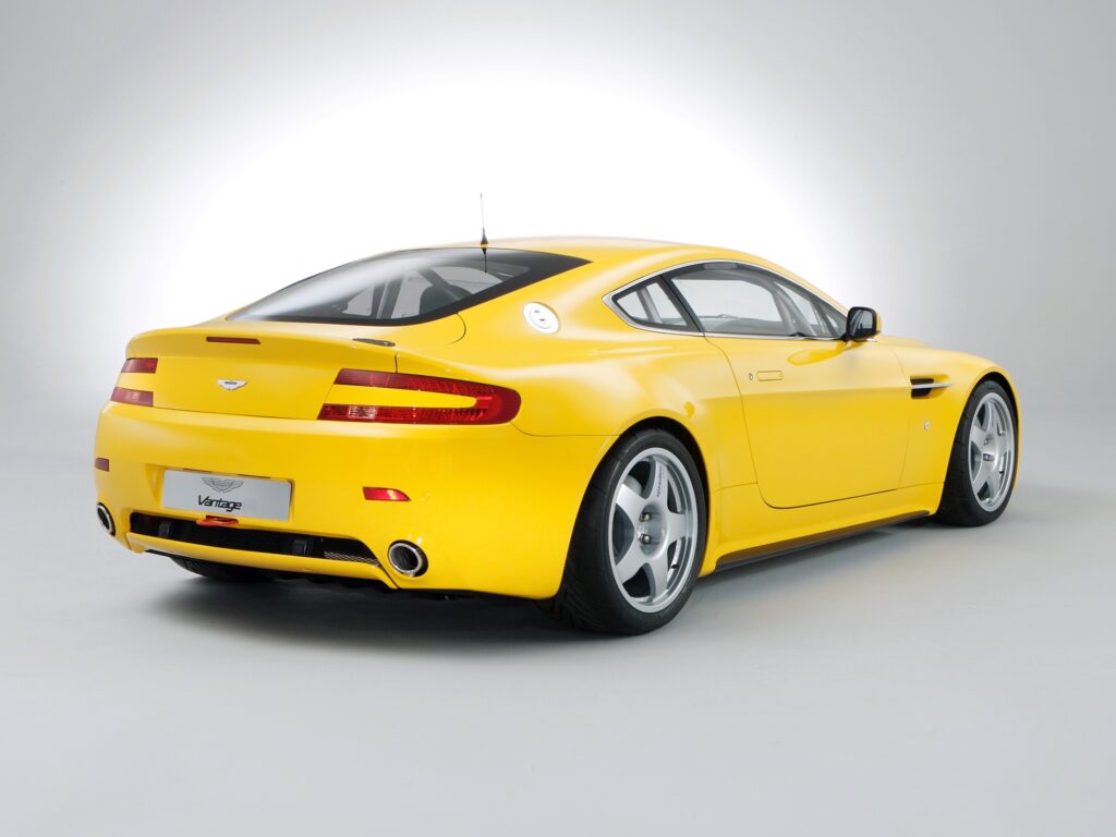 Stunning Yellow 2007 Aston Martin V8 Vantage - Rear View Wallpaper