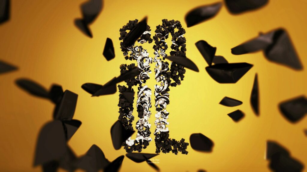 Vibrant Yellow Abstract Wallpaper with Intricate Center Figure
