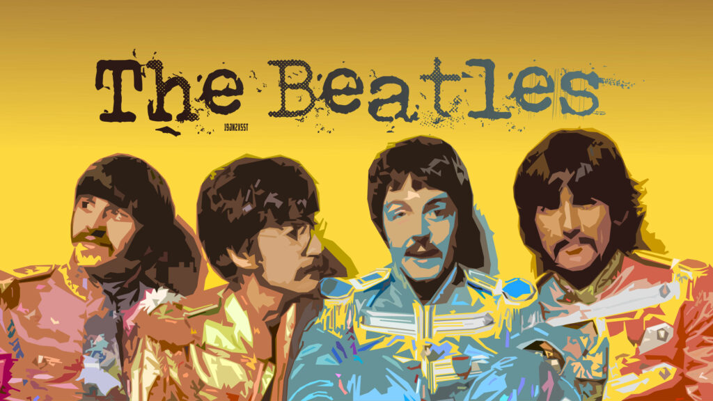 Vibrant Yellow Beatles Wallpaper: Artistic Iconic & Colorful Background