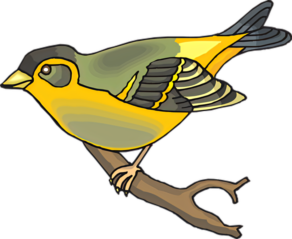 Colorful Yellow Bird Wallpaper: Vibrant Branch Illustration