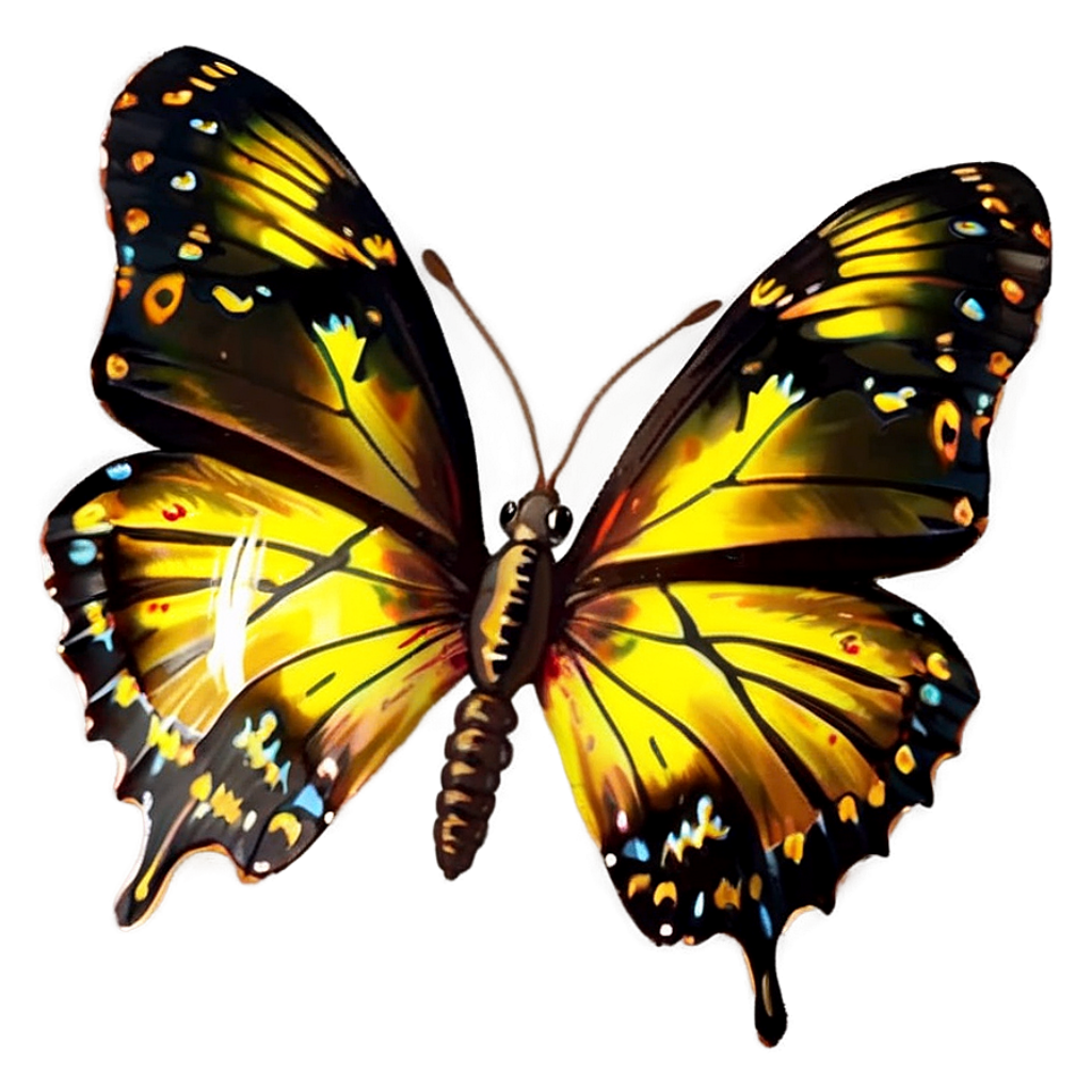 Vibrant Yellow & Black Butterfly on Transparent Background - Wallpaper