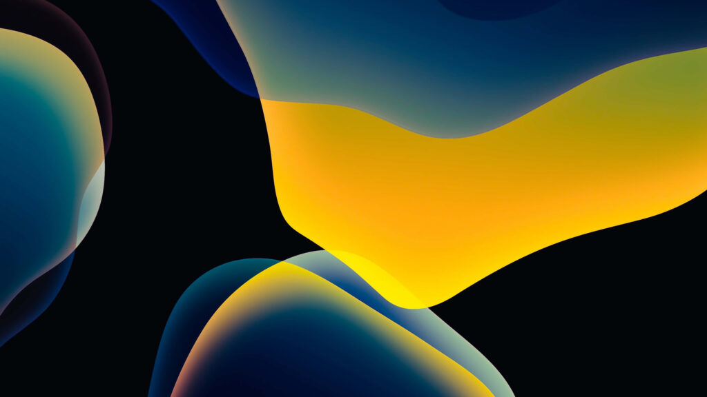 Vibrant Yellow & Blue Abstract iPad Wallpaper with Dark Background