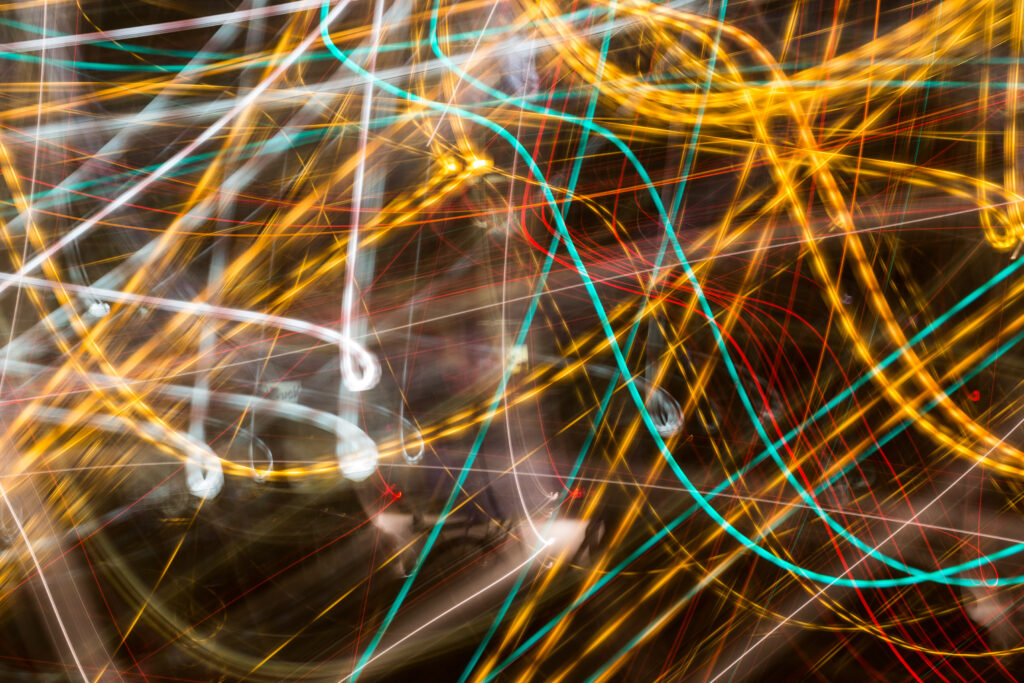 Vibrant Yellow & Blue Light Trails Abstract Wallpaper – 3240x2160