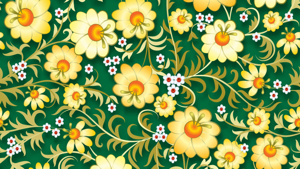 Vibrant Yellow Flower Wallpaper on Lush Green Background