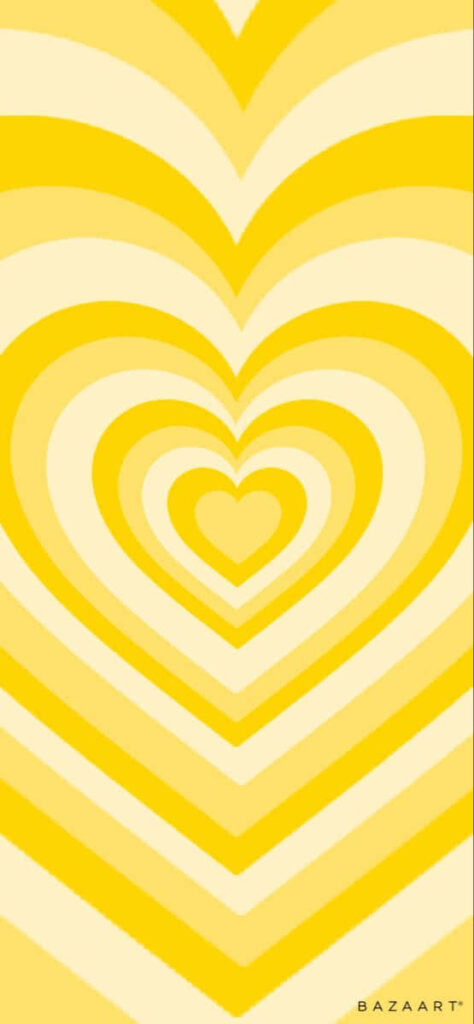 Vibrant Yellow Heart Pattern Wallpaper for Cheerful Phone Background
