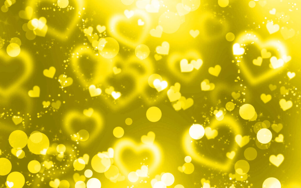 Vibrant Yellow Hearts Wallpaper: Bright Contrast on Grayscale Background