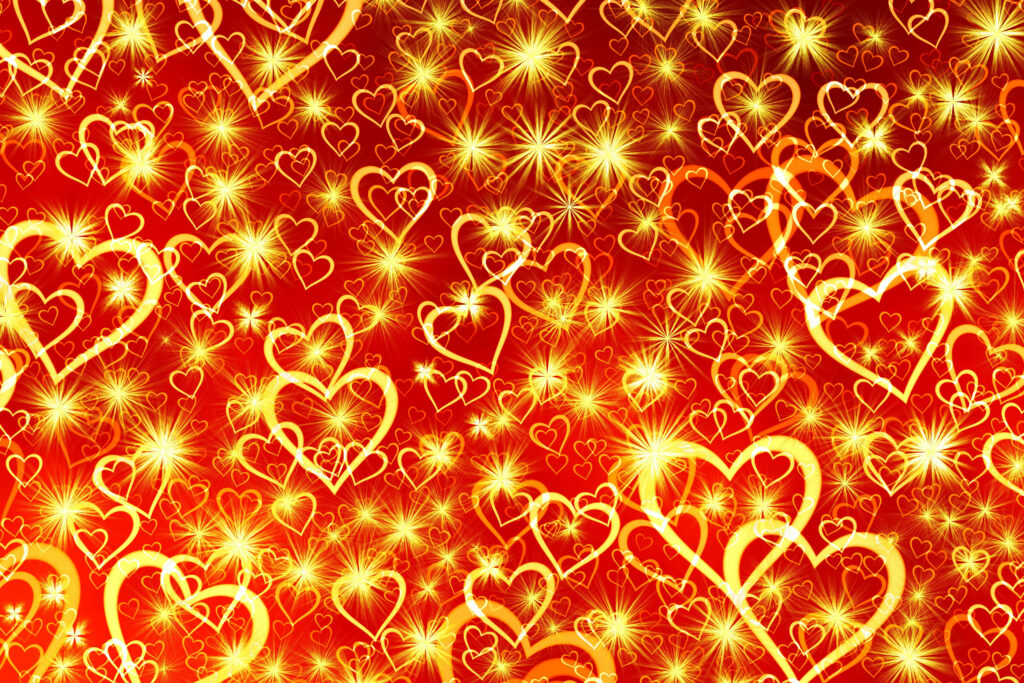 Vibrant Yellow Hearts Wallpaper Background with Sparking Red Flair