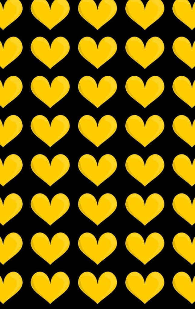 Vibrant Yellow Hearts Wallpaper: Bold Grid on Black Background