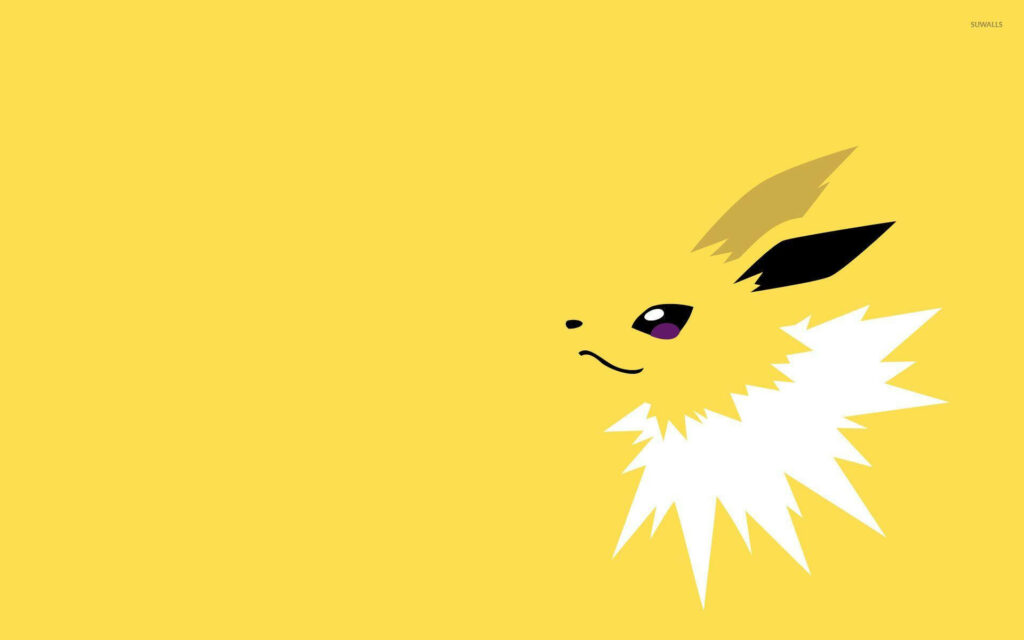 Cheerful Jolteon Minimalist Wallpaper on Bright Yellow Background