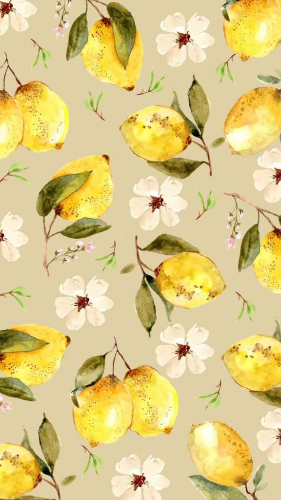 Vibrant Yellow Watercolor Lemon Wallpaper for Fresh Phone Backgrounds