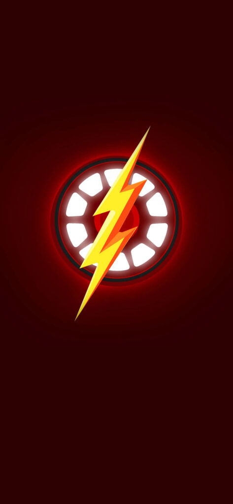 Vibrant yellow lightning bolt on glowing red background CoolFlash superhero wallpaper design
