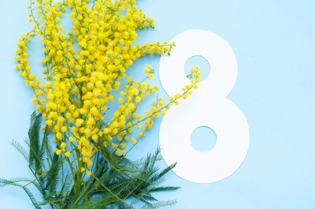 Yellow Mimosa Flowers Background for Women's Month Celebrations Wallpaper