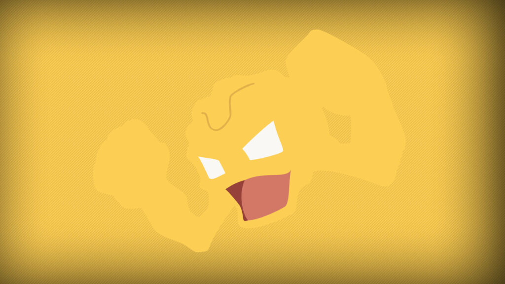 Minimalist Yellow Geodude Wallpaper: Bold Outline Design