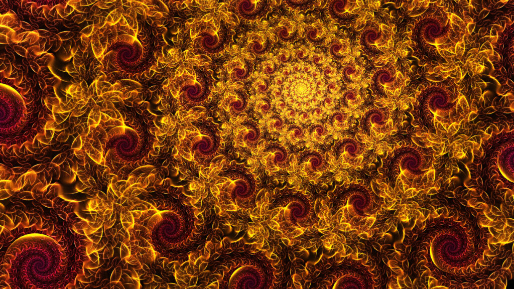 Vibrant Yellow and Red Fractal Wallpaper - Spirals and Abstracts