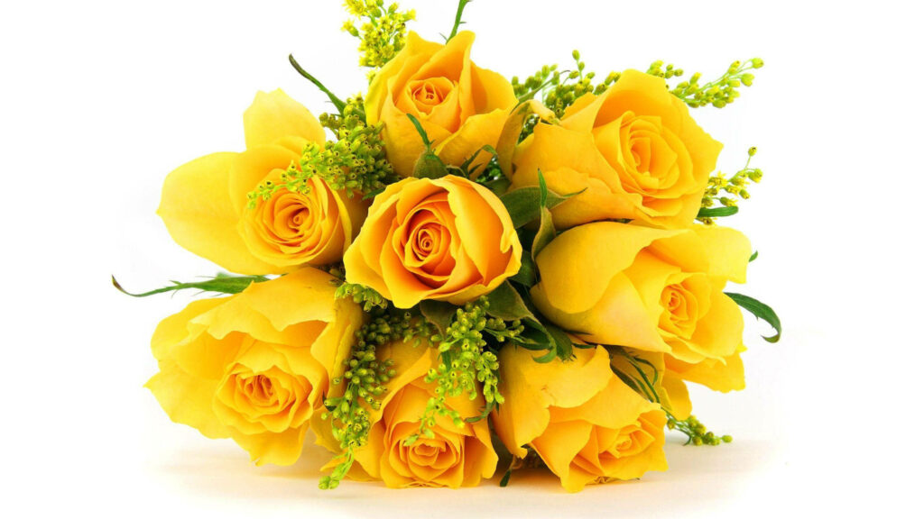 Elegant Yellow Rose Bouquet Wallpaper for Fresh Bridal Themes