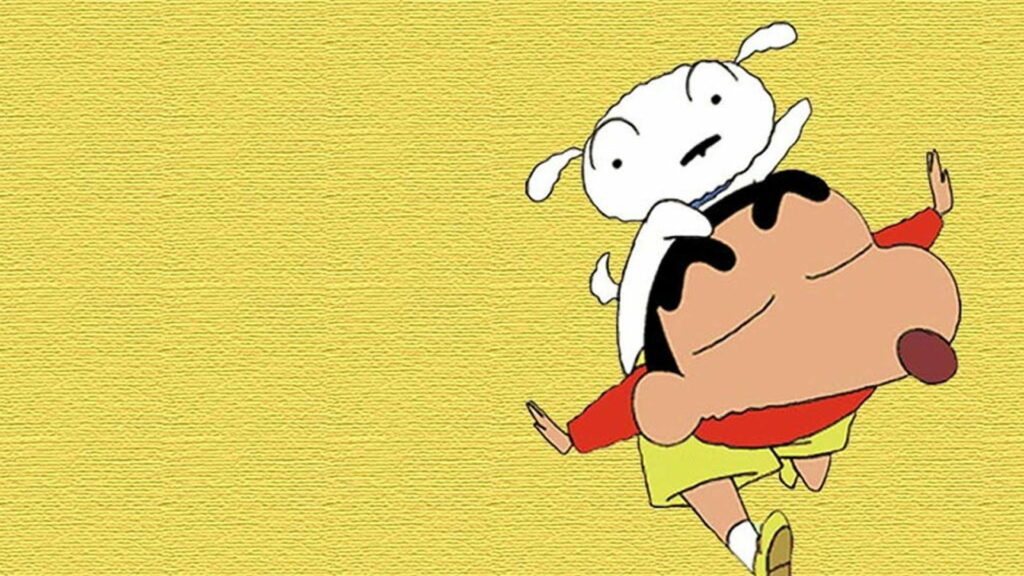 Vibrant Adventures of the Yellow-Hued Shin Chan: Full HD Wallpaper with Playful Sin Chan in the Background