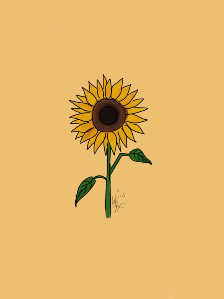 Vibrant Yellow Sunflower Minimalist Wallpaper for a Bright Background