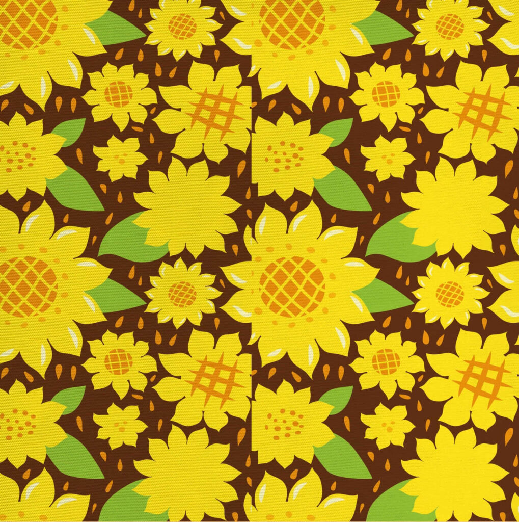 Vibrant Sunflower Wallpaper: Cheerful Design on Brown Background