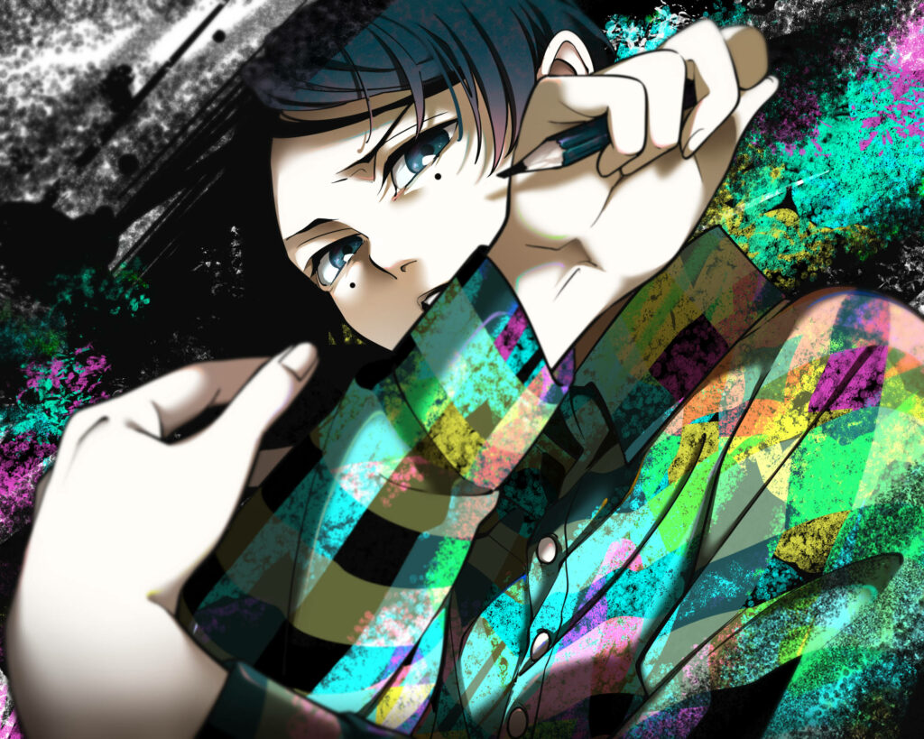 Vibrant Yotasuke Wallpaper: Artistic Checkered Shirt & Abstract Design