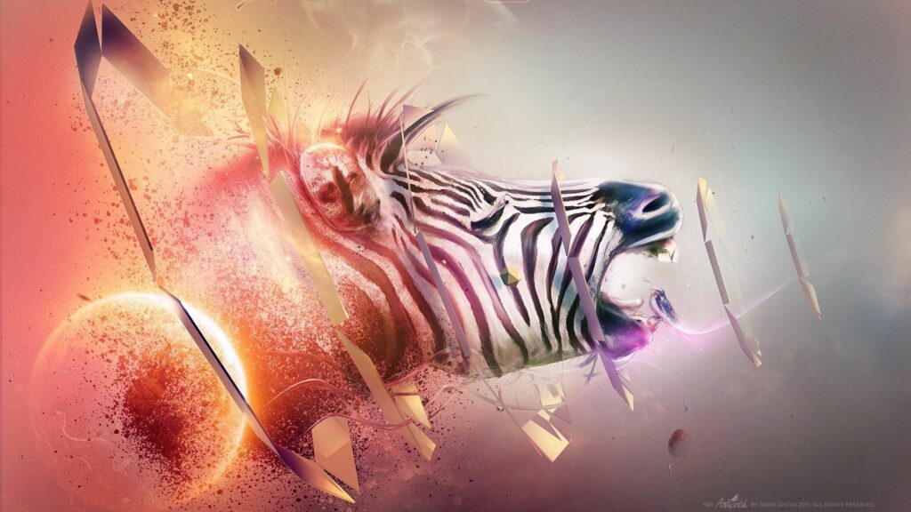 Vibrant Zebra Wallpaper: Dynamic Abstract Art 1920x1080