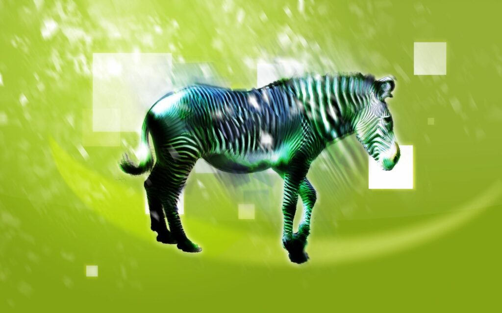 Vibrant Zebra Wallpaper: Abstract Green Background & Ethereal Light