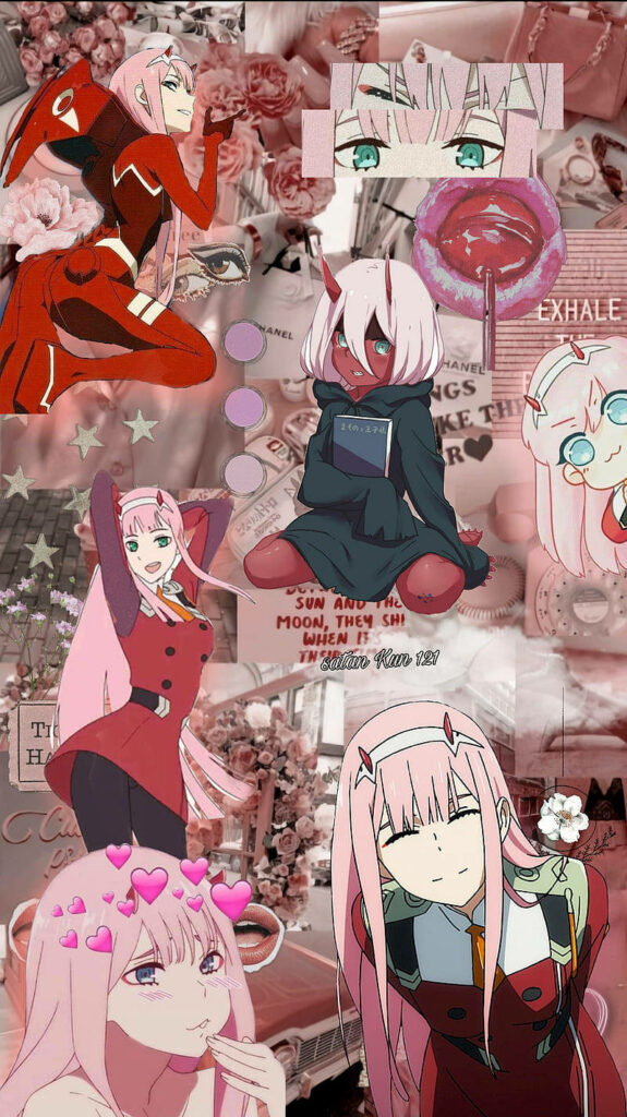 Dynamic Zero Two Phone Wallpaper: Vibrant Anime Aesthetic