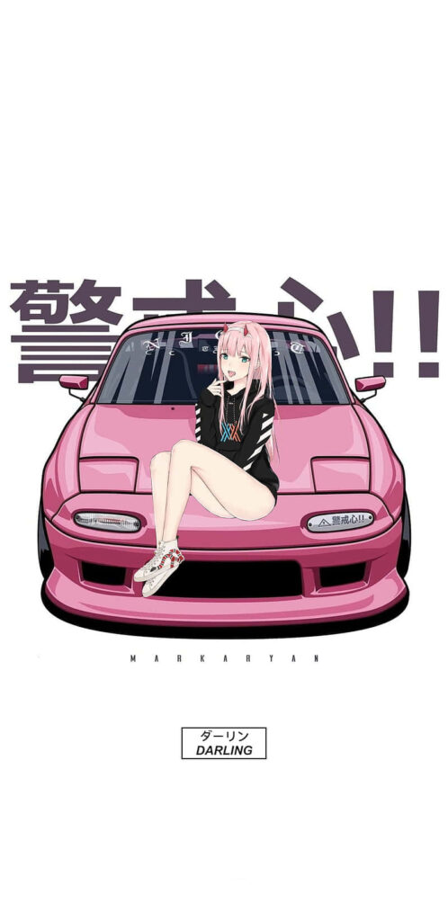 Vibrant Zero Two RX-7 Anime Wallpaper - Stylish JDM Background