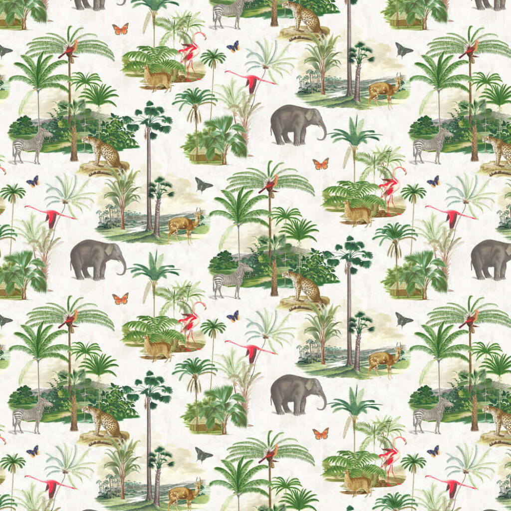 Vibrant Zoo Animals Wallpaper: Tropical Jungle Background Design