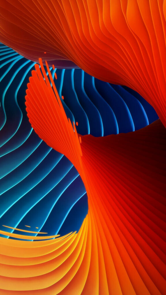 Enchanting Red and Blue Wave Lines: Captivating Abstract Color Flow in Top iPhone HD Wallpaper