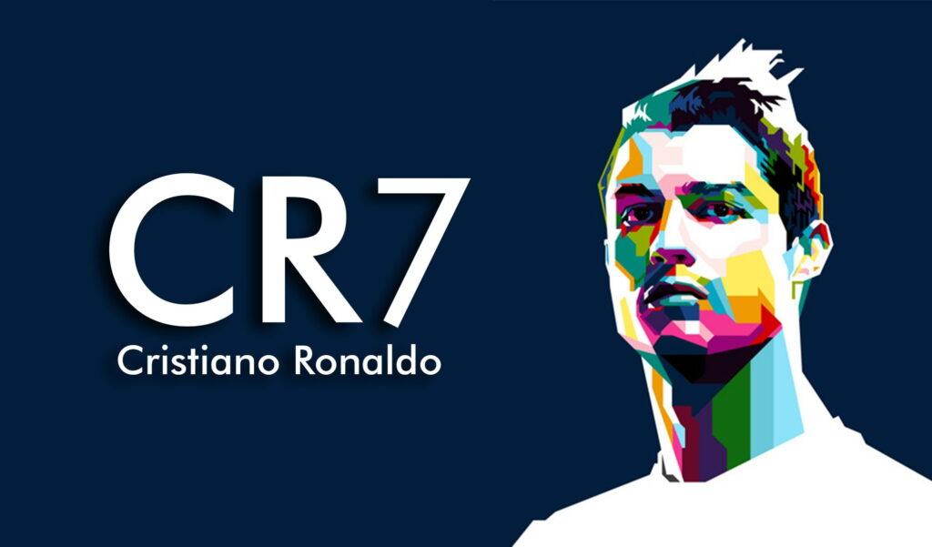 Cristiano Ronaldo WPAP pop art portrait vibrant HD wallpaper dark blue geometric background