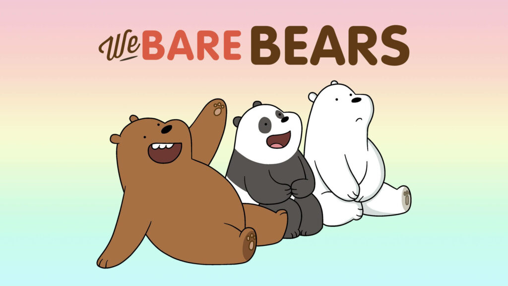 Vibrant We Bare Bears Poster: A Riot of Colors with the Lovable Trio in Multicolored Delight! Wallpaper