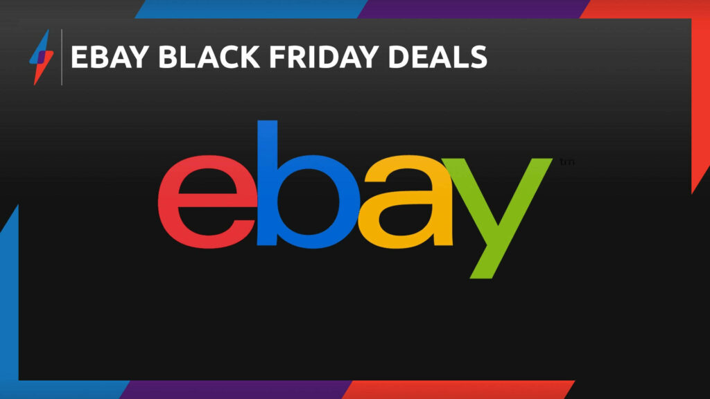 eBay logo in vibrant colors on black background highlighting Black Friday deals wallpaper