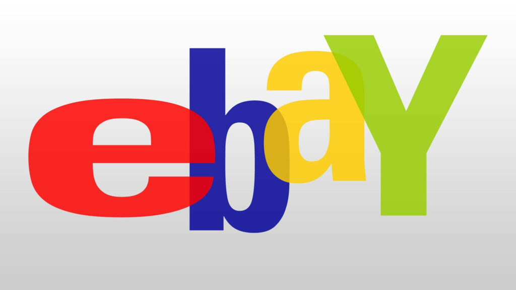 Vibrant eBay logo wallpaper with bold red blue yellow green letters on clean gradient background